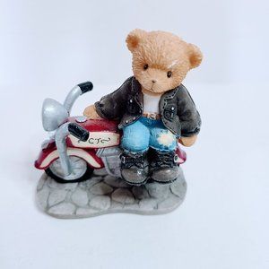 Cherished Teddies Enesco Avon Collectible Rocky Motorcycle Bear Figurine 2004